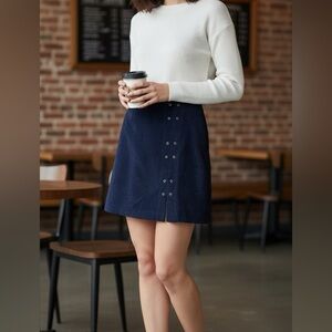 💙 Isisport Blue Faux Velvet Mini Skirt Women's Size 12